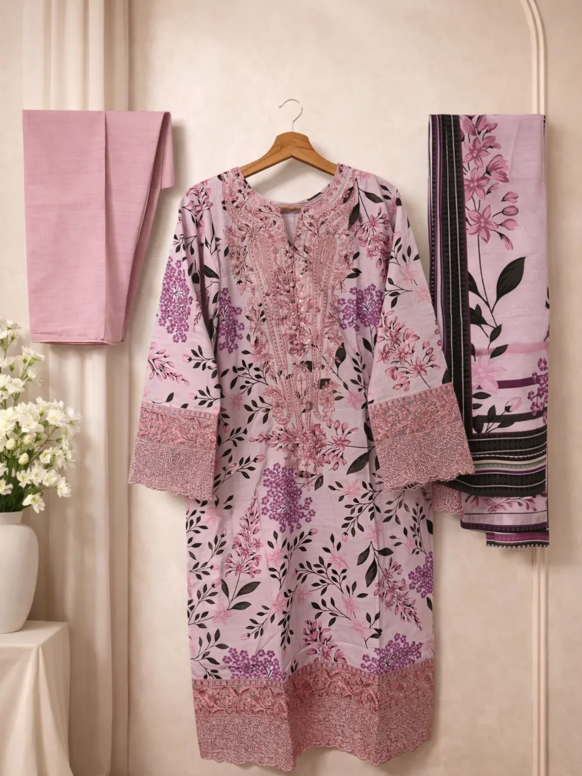 Aisha Desi Casual Wear – 3 Piece Embroidered Set